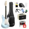 Donner DST-152R Electric Guitar, 39" Beginner Electric Guitar Kit, HSS Pickup with Coil Split, Guitar Starter Set with Amp, Bag, All Accessories, Metallic Ice Blue Donner DST-152R Electric Guitar, 39" Beginner Electric Guitar Kit, HSS Pickup with Coil Split, Guitar Starter Set with Amp, Bag, All Accessories, Metallic Ice Blue