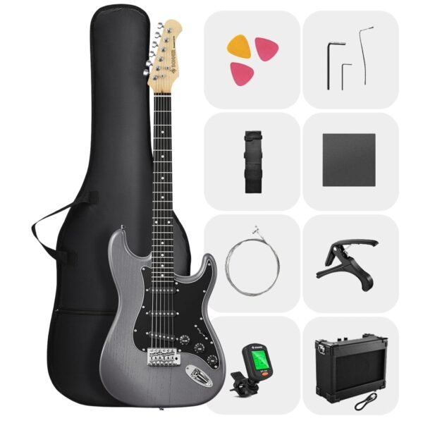 DONNER DST-80 Electric Guitar 39” Beginner Electric Guitar Kit with Amp, Classic SSS Pickup Complete with Gig Bag, Tuner, Capo, Strap, Picks, and Free Online Lessons DONNER DST-80 Electric Guitar 39” Beginner Electric Guitar Kit with Amp, Classic SSS Pickup Complete with Gig Bag, Tuner, Capo, Strap, Picks, and Free Online Lessons