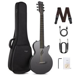 Enya NOVA Go SP1 Carbon Fiber Acoustic Electric Guitar with Smart AcousticPlus 35 Inch Travel Acustica Guitarra Starter Bundle Kit of Gig Bag, Strap, Strings, Charging Cable,...