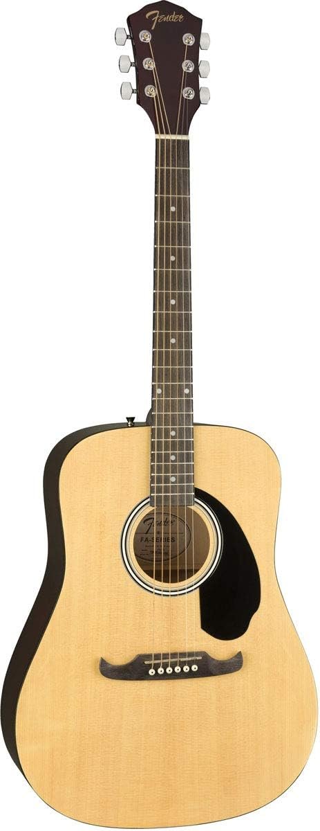 Fender Acoustic Guitar with Guitar Bag, with 2-Year Warranty, FA-125 Dreadnought with Alloy Steel Strings, Glossed Natural Finish, Basswood Construction Fender Acoustic Guitar with Guitar Bag, with 2-Year Warranty, FA-125 Dreadnought with Alloy Steel Strings, Glossed Natural Finish, Basswood Construction
