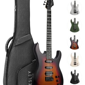 Fesley 39 inch Electric Guitar, Electric Guitar Kit with HSS Pickups, Stylish Poplar Solid Body Electric Guitar for Beginner, Maple Neck, ST Style 6 String Guitar with Gig Bag,...