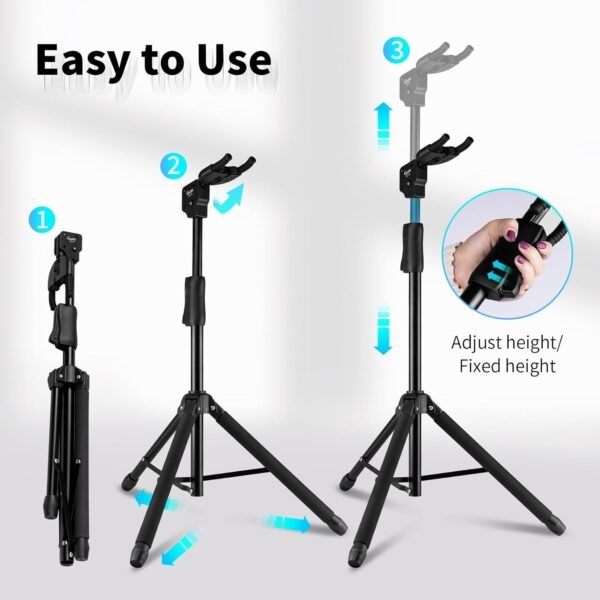 GUITTO Guitar Stand Review Portable Adjustable Foldable Stand for Acoustic Electric Bass