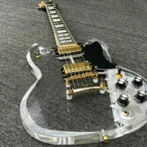 LED Light Electric Guitar transparent Acrylic Body Crystal Guitar Maple Neck Sweet Tone (kit-led-sg)