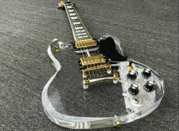 LED Light Electric Guitar transparent Acrylic Body Crystal Guitar Maple Neck Sweet Tone (kit-led-sg)