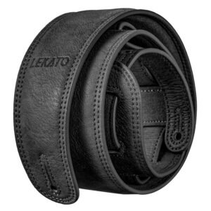 LEKATO Bass Strap for Electric Guitar & Bass 2.5" Wide Padded Leather Guitar Strap Wide Bass Guitar Strap with Form Pad Electric Guitar Straps Adjustable Length from 41" to 51"...