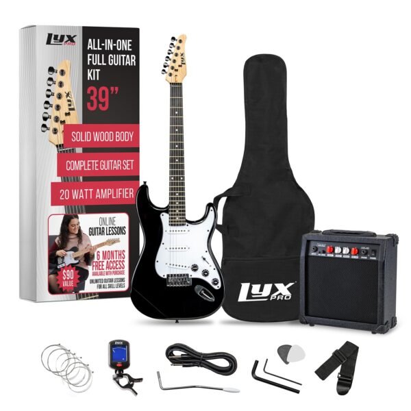 LyxPro Electric Guitar 39" inch Complete Beginner Starter kit Full Size with 20w Amp, Package Includes All Accessories, Digital Tuner, Strings, Picks, Tremolo Bar, Shoulder...