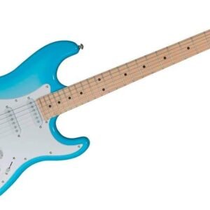 Monoprice Cali Classic Electric Guitar - Blue, 6 Strings, Double-Cutaway Solid Body, Right Handed, SSS Pickups, Full-Range Tone, With Gig Bag, Perfect for Beginners - Indio Series