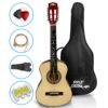 Pyle 30” Classical Acoustic 6 String Linden Traditional Style Guitar w/Wood Fretboard, Case Bag, Nylon Strap, Tuner, 3 Picks-for Beginner, Children Use, Right Handed, (PGAKT30) Pyle 30” Classical Acoustic 6 String Linden Traditional Style Guitar w/Wood Fretboard, Case Bag, Nylon Strap, Tuner, 3 Picks-for Beginner, Children Use, Right Handed, (PGAKT30)