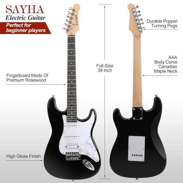 SAYHA Electric Guitar Review Best Beginner Kit with S-S-H Pickups and Amp Included
