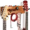 SNIGJAT Guitar Wall Mount with Rotatable Hook, Wood Guitar Hanger with Shelf and Pick Holder, Wall Stand Rack for Acoustic, Electric, Bass