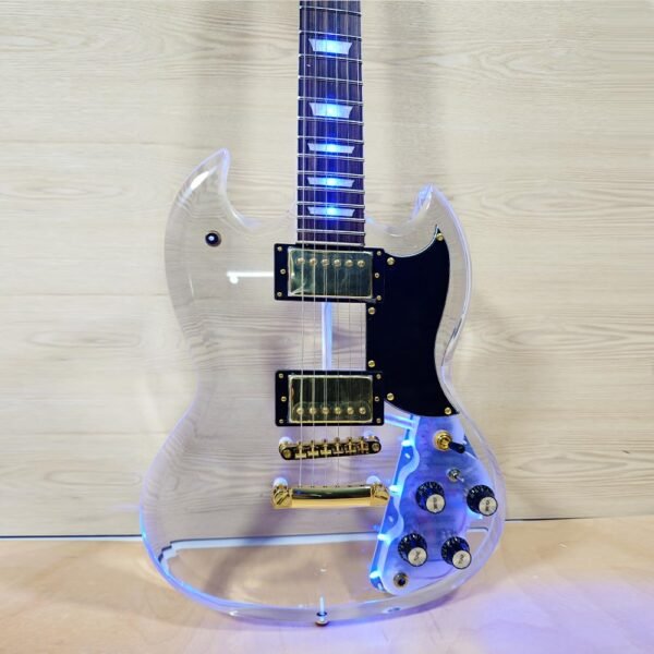 WUQIMUSC LED Light Electric Guitar Transparent Acrylic Body Review and Sound Quality Analysis